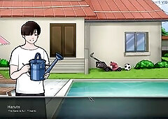 after a bit of gardening, I decided to bathe since it got very immodest and then my landlady decided to bathe with me