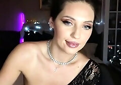 Brunette solo darling masturbating at home