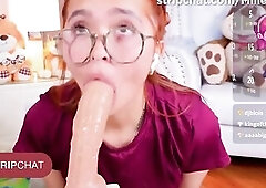 Redhead Slim Beauty Glasses Piercing Biggest Sex tool Blow job Deepthroat Gagging Now – MilleyJones