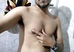 He got really horny in the bathroom and decided to have some fun with his manhood, moaning while he took care of himself for a nice release