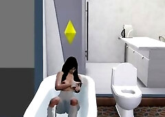 beautiful oriental teen showering