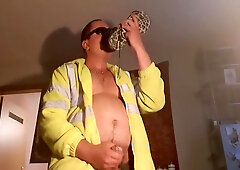 Pissing Worker And His Tool