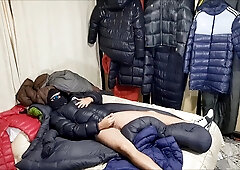 Handjob And Cumshot With My Down Jacket