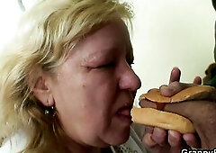 Obese blond granny tricked and drilled by chap