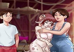 Anime mom with big tits in an uncensored visual novel gameplay