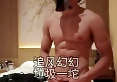 Chinese straight plays his asshole with toys