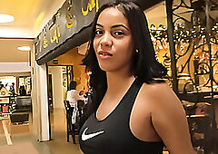 Lovely cinamon skin latina chick first anal with tourist huge penis