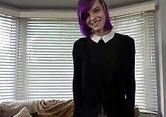 Alt trans amateur tugging at interview casting