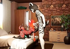 Furry fox provides fantastic blowjob service in 3D