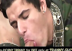 tranny soldier outdoor military mutual fuck!