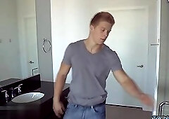 Muscle twink rimjob with cumshot