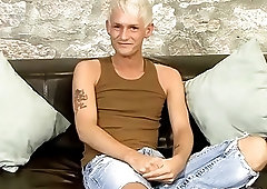 Big cock blonde twink jerking off solo