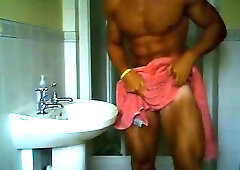Adam Charlton Showering And Then Flexing and Posing