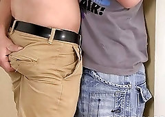 Dashing jock doggy styled by a gay stud after blowjobs