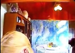 Sexy tgirl in white lingerie pleases a dude