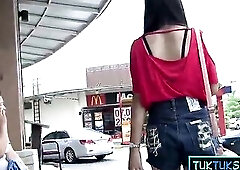 Cute Oriental cutie from Thailand taken to a hotel for sex after dinner