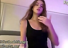 skinny teen trans brunette cutie with small boobs teases on webcam