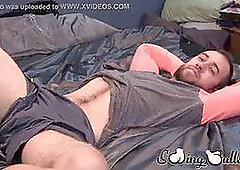 muscled weirdo John Powers stroking dick until nutting