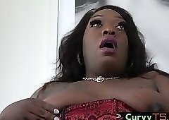 Black shemale bbw wanks in sexy lingerie