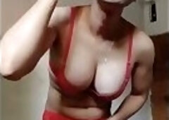 Red Bra Mitha Waria Ladyboy Masturbating Til Cum
