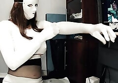 White Anine Pt5! Female masked in Anine a gal is getting excited off her mask vids!