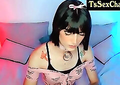 thin tattooed t girl and small tush with cock teases o