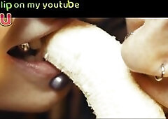 BANANA ASMR - FREE Youtube channel + Film by: Lily Lu / Model: Anuskatzz + Em / Tattoo ink SFW