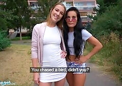 Lucky Agent in Basement Threesome with Alexis Crystal & Lexi Dona