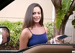 It was a rainy day and I was out for a drive on my way back to my place. I came to a stop sign when I noticed this hot chick standing at the corner of