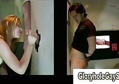 Oral action from amateur blowjob gay guy through the wall