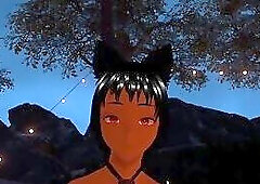 Masturbating in vrchat by a warm fire