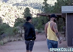 Buffed and tatted fellow condom-free pulverizes his Japanese homie