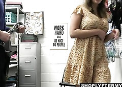 Sofi Ryan is suspected of shoplifting and the security officer Mike Mancin took her to the back room for questioning. This Chab caught her lying, and 