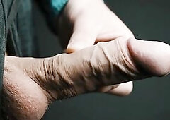 Thick ejaculation in 4K slow motion. Masturbating my large veiny Swedish wang. Uncut and natural foreskin.
