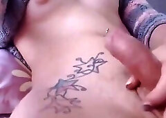 Chesty heshe closeup masturbation and cumshot