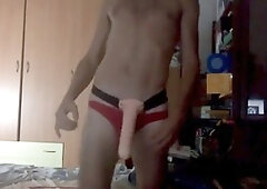 Solo striptease with hot toys and a big finish