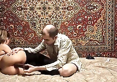 Guy opens a cutie's anal gap large ebony sextoy