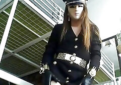 Kinky shemale in a sexy cosplay uses toys for pleasure