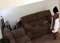 Black teen gets a. & face fucked by her step dad