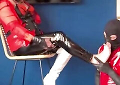 Licking piss on mistress foot