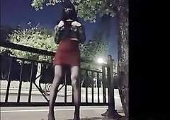 Asian Ladyboy getting crazy on the streets fully public