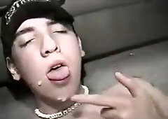 Scally boy eats his own cum