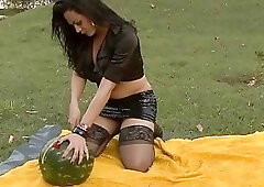 Rabeche in stockings gets fucked by Yago Ribeiro outdoors