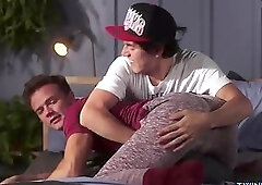 Hot twinks spanking with ass creampie