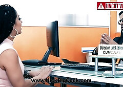 Mexican mother i'd like to fuck goes to the bank to ask for the loan and this babe craves to eat the banker's butt $