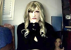 Bunny May Pt4! Female mask May angel plays with her rubber titties and her rubber tits!