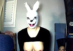 Bunny May Pt2! May shows u inside her bunny mask and her rubber body!
