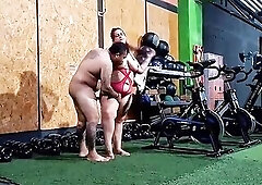 The chubby wench from the gym banging her personal coach