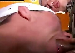 Skater twinks sucking fucking cumshots on toilet