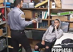 Skinny black thief gets split open by officers fat cock